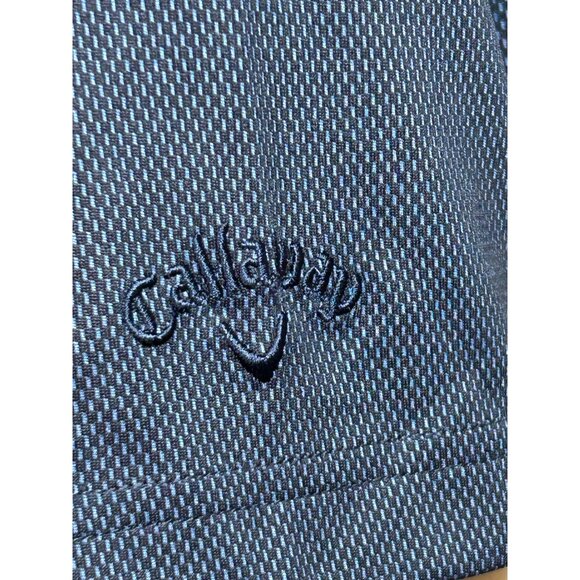 Callaway Men’s Opti Dri Golf Polo Shirt L Navy Short Sleeve “Baron Funds” Logo - Picture 10 of 14